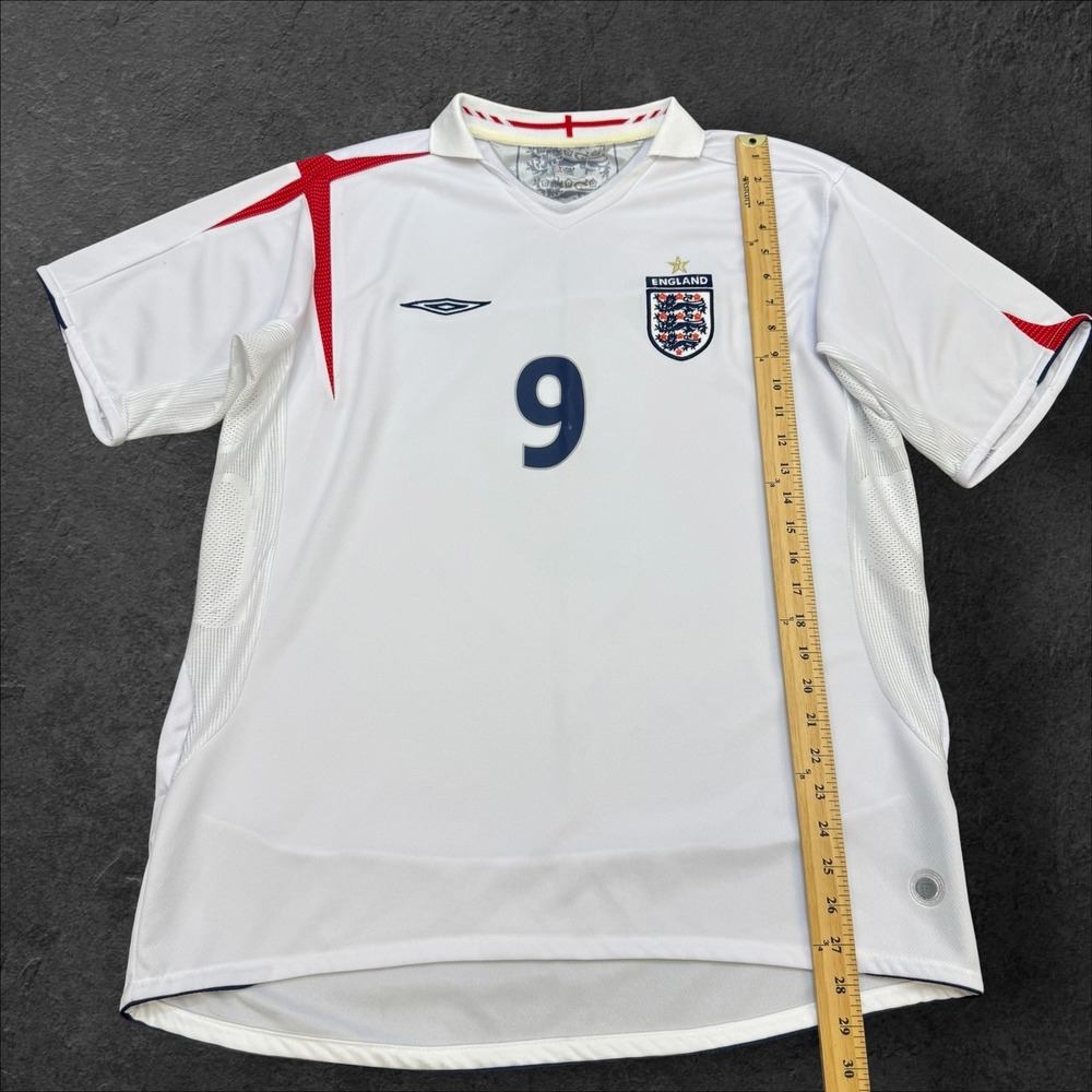 Umbro England Wayne Rooney 9 Home Jersey 2004 2006 White Red Mens L